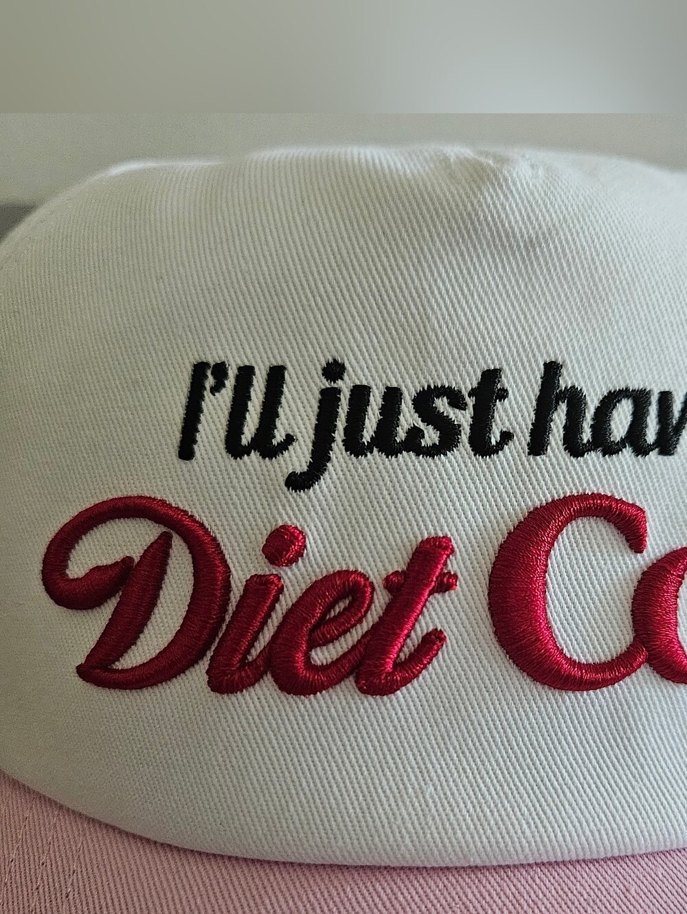 Coca Cola White & Pink 'I'll Just Have a Diet Coke' Trucker Hat - Picture 2 of 5